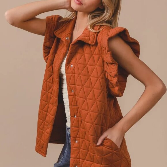 ✨NWT BiBi Quilting Knit Ruffle Sleeve Vest‎ - Picture 7 of 11